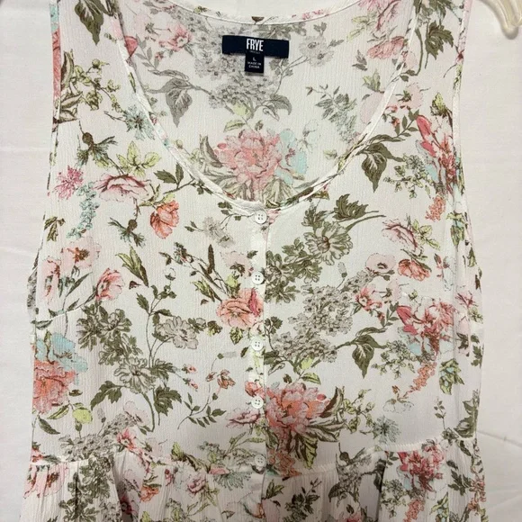 Frye Sleeveless Floral Button Front Maxi Dress. - Picture 3 of 9